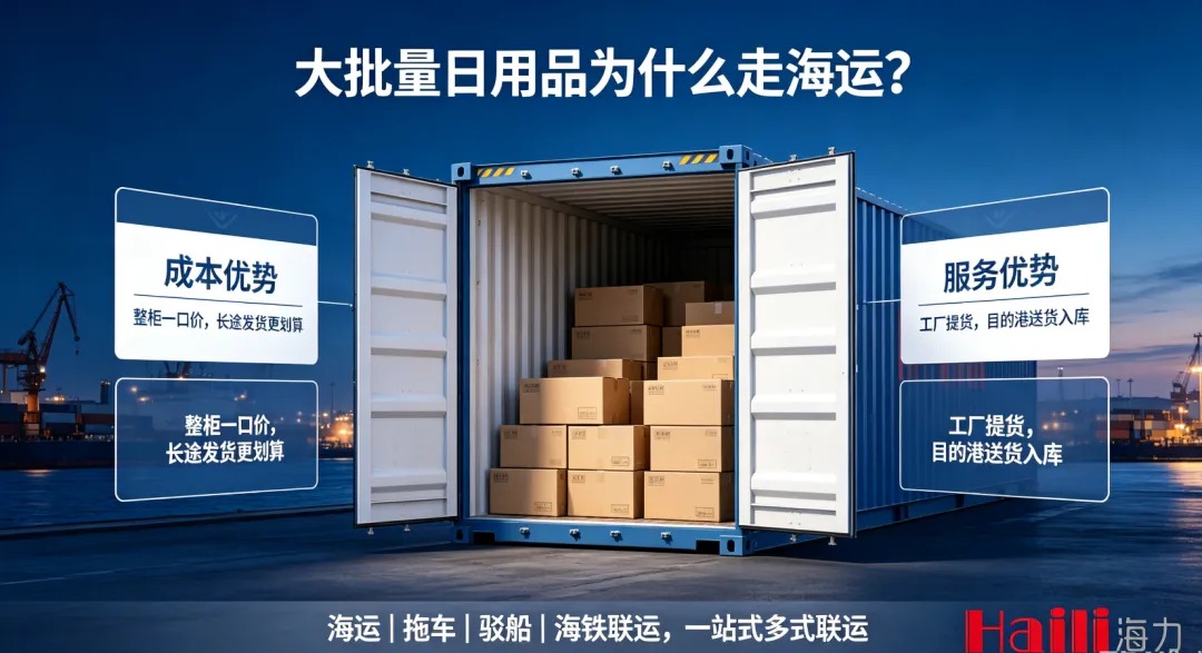 大批量日用品跨区域发货，，，，，为什么越来越多企业优先选择海运？？？？？？
